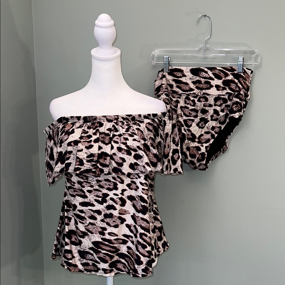 Tara Grinna Luxury Cheetah Animal Print 2 Piece Tankini Swimsuit Set